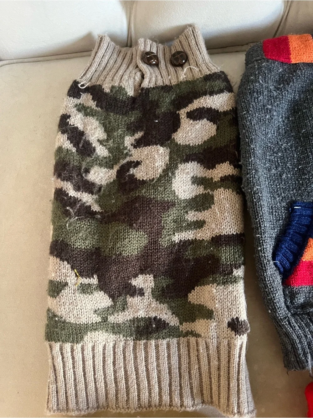 Lot of 7 Toy Dog Sweaters Hoodies Argyle Striped Camo